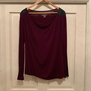 Long sleeve maternity top with faux leather detail